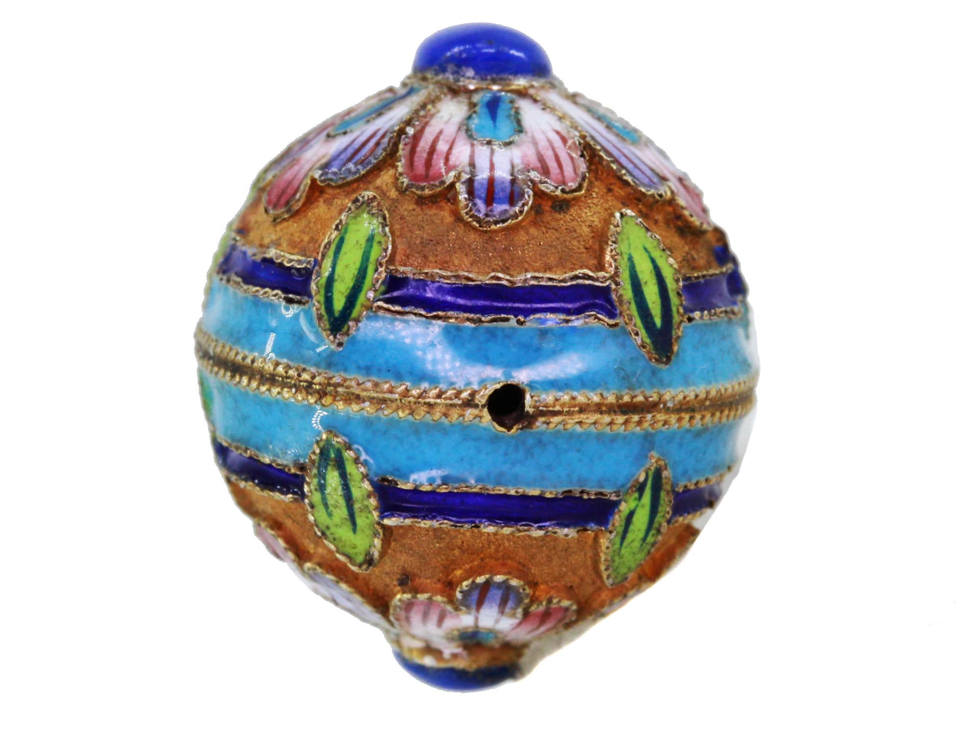 RUSSIAN SILVER GILT ENAMEL LAZULI EGG PENDANT PIC-2